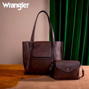 Wranglerr Flap Leather Tote Bag Set